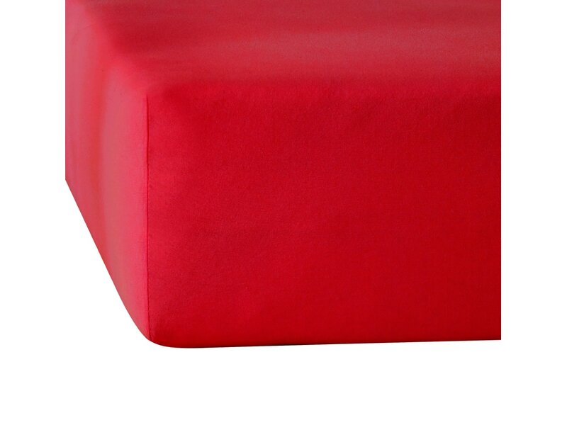 De Witte Lietaer Fitted sheet Elena Deep Red - 90 x 200/220 xh 30 - Cotton Jersey