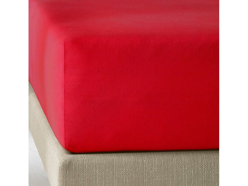 De Witte Lietaer Fitted sheet Elena Deep Red - 180 x 200/220 xh 30 - Cotton Jersey