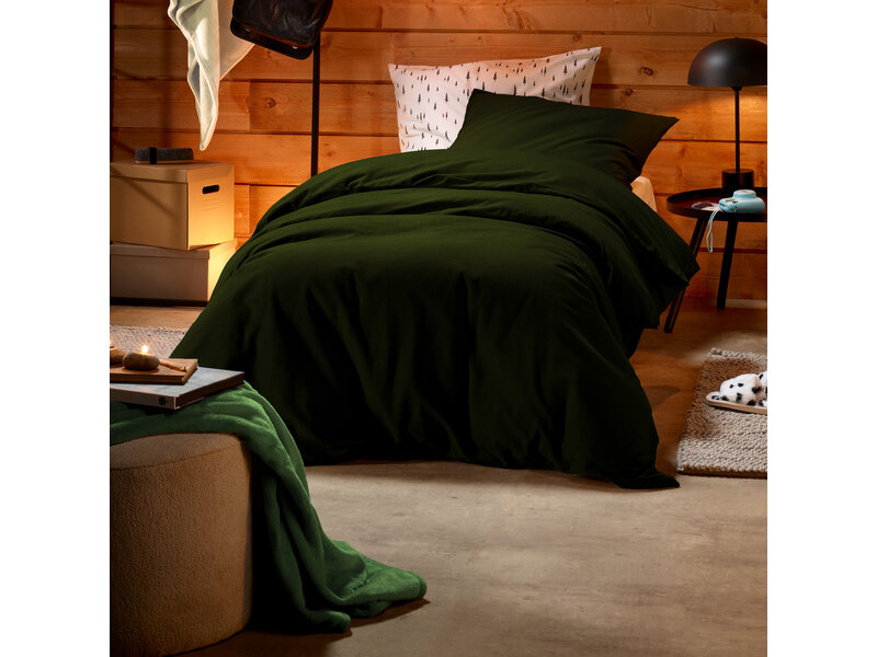 De Witte Lietaer Dekbedovertrek Laura Khaki - 140 x 200/220 + 60 x 70 cm - Katoen Flanel