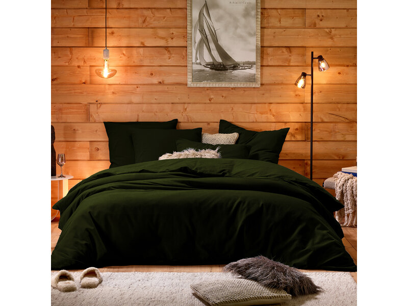 De Witte Lietaer Dekbedovertrek Laura Khaki - 260 x 240 + 2 st. 60 x 70 cm - Katoen Flanel