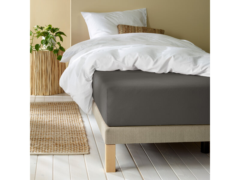 De Witte Lietaer Fitted sheet Laurence Ebony - 90 x 200/220 x h 30 - Cotton Flannel