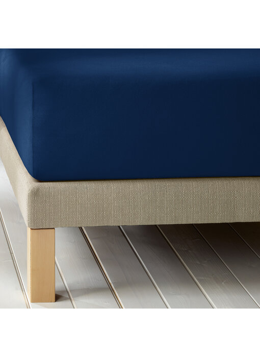 De Witte Lietaer Drap-housse Laurence Bleu Indigo 140 x 200/220 cm en flanelle de coton