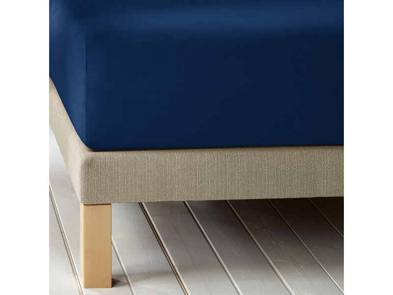 De Witte Lietaer Drap-housse Laurence Bleu Indigo - 140 x 200/220 x h 30 - Flanelle de coton