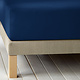Drap-housse Laurence Bleu Indigo 90 x 200/220 cm en flanelle de coton