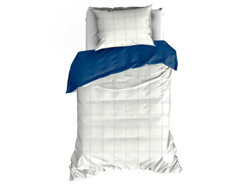 De Witte Lietaer Dekbedovertrek Juul Blue Indigo - 140 x 200/220 + 60 x 70 cm - Katoen Satijn