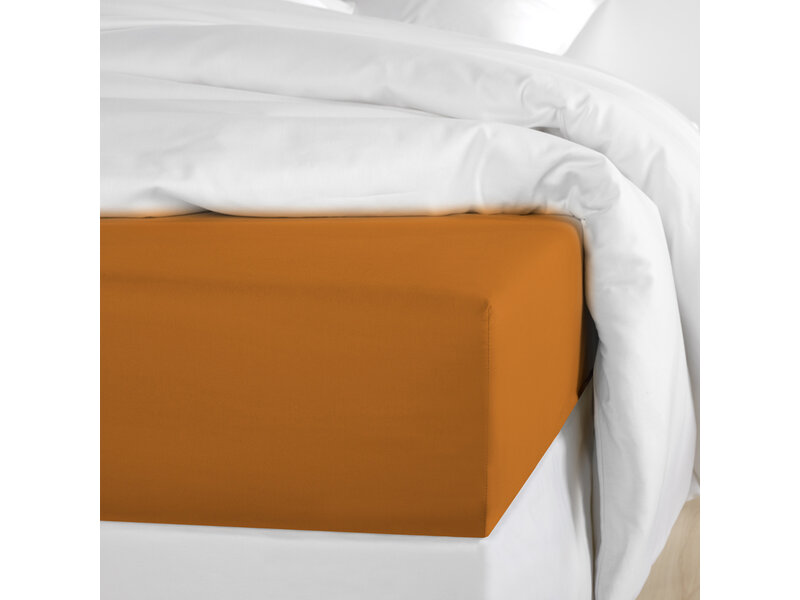 De Witte Lietaer Olivia Kupferfarbenes Spannbettlaken – 180 x 200/220 x 30 cm – Orange – Baumwollsatin