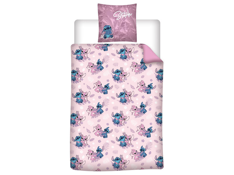 Disney Lilo & Stitch Housse de couette Friends - 140 x 200 cm / 65 x 65 cm - Flanelle