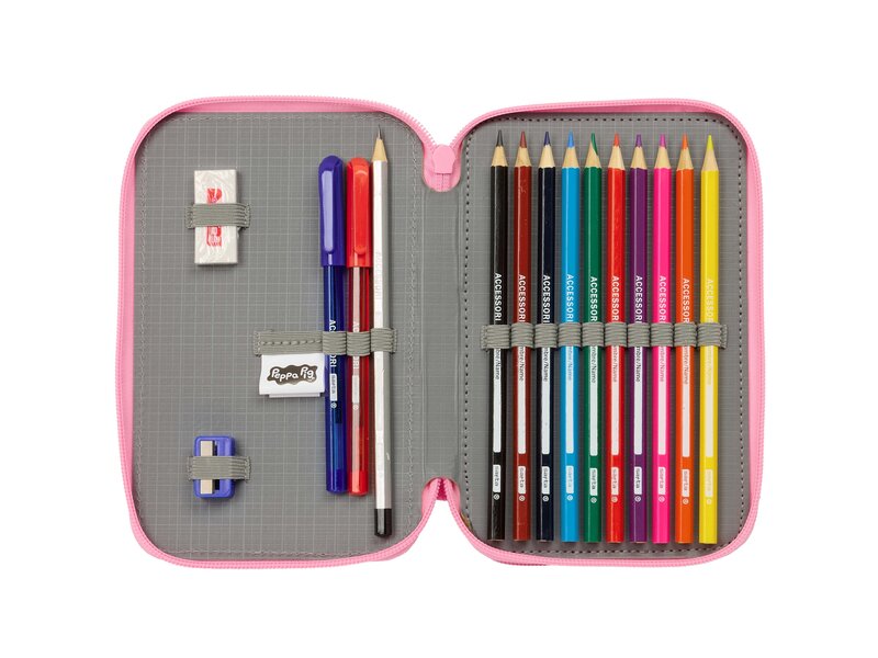 Peppa Pig Gefülltes Federmäppchen - 29-teilig - 19,5 x 12,5 x 4 cm - Polyester
