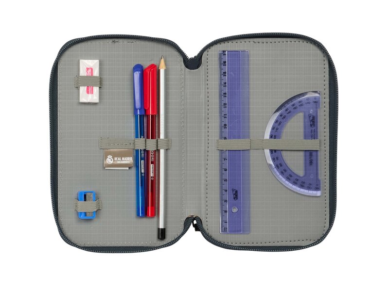 Real Madrid Champions Filled Pencil Case - 37 Pieces - 19.5 x 12.5 x 5.5 cm - Polyester