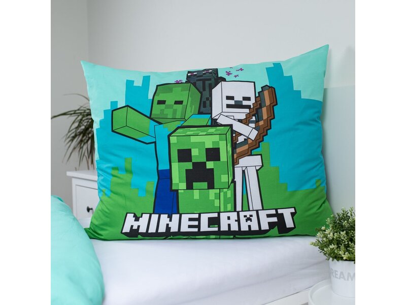Minecraft Housse de couette Creepers - 140 x 200 cm / 70 x 90 cm - Coton