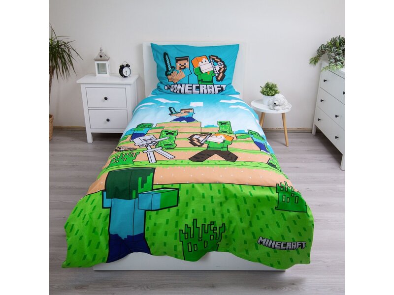 Minecraft Dekbedovertrek Heroes - 140 x 200 cm / 70 x 90 cm - Katoen