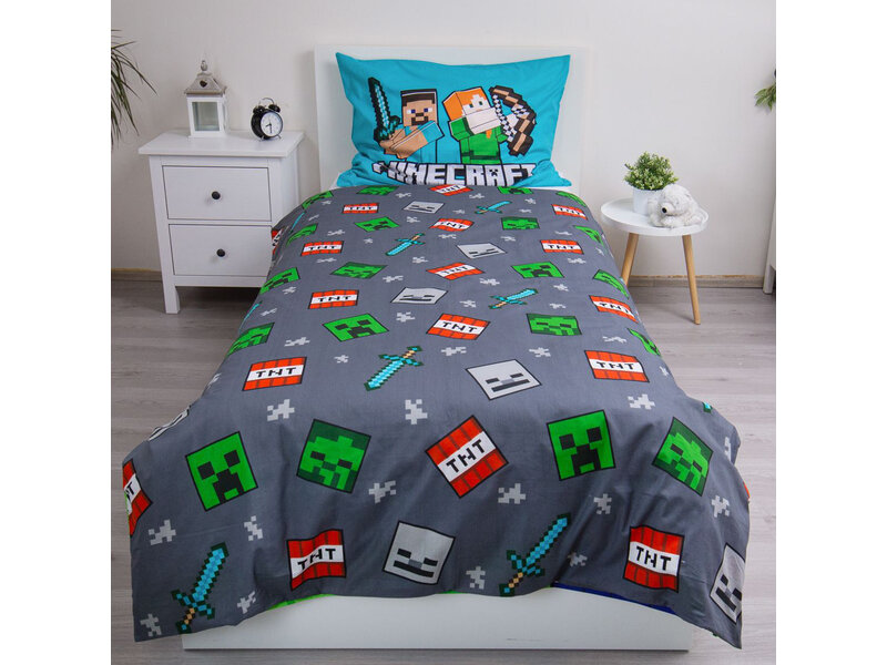 Minecraft Bettbezug Heroes – 140 x 200 cm / 70 x 90 cm – Baumwolle