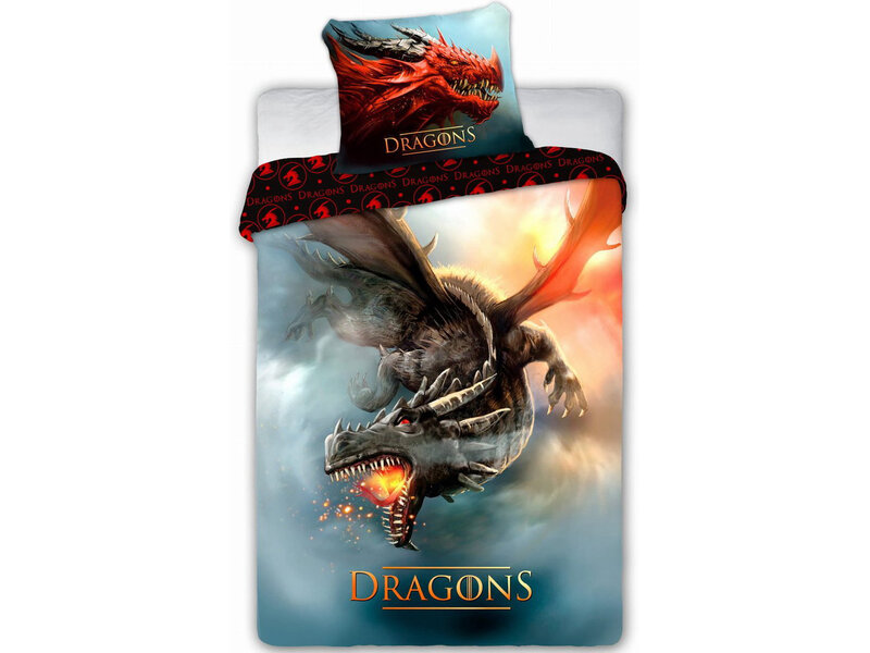 Draak Dekbedovertrek - 160 x 200 cm - 70 x 80 cm - Katoen