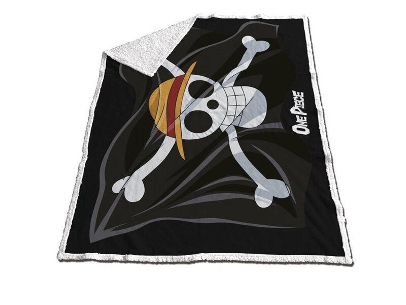 One Piece Sherpa-Fleece-Karomuster, Pirat - 120 x 150 cm - Polyester