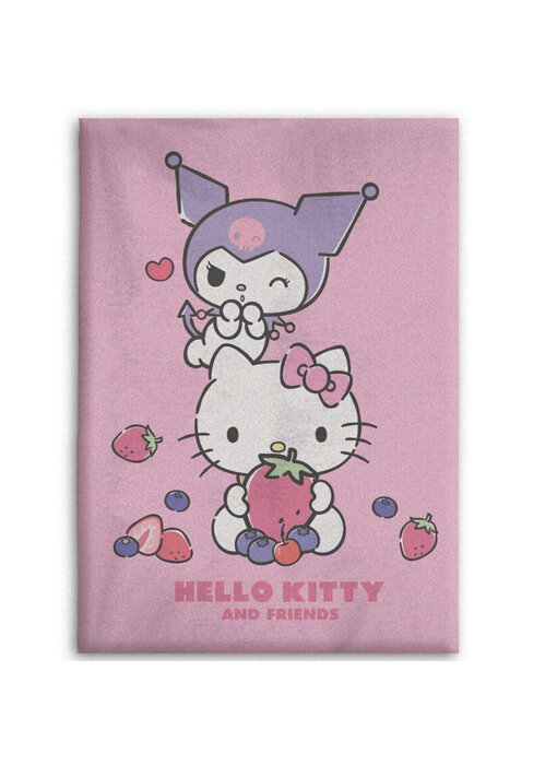 Sanrio Couverture polaire à carreaux Kuromi - 100 x 140 cm - Polyester