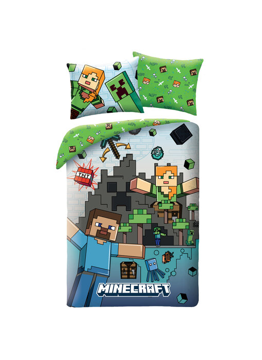 Minecraft Housse de couette à blocs 140 x 200 cm / 70 x 90 cm Coton