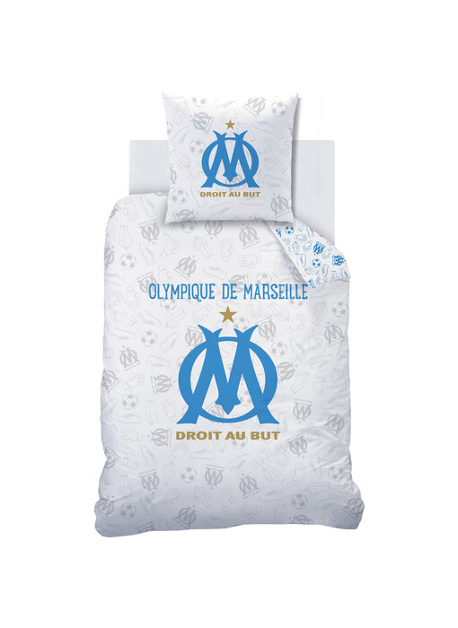 Olympique Marseille Housse de couette Univers 140 x 200 + 63 x 63 cm Coton