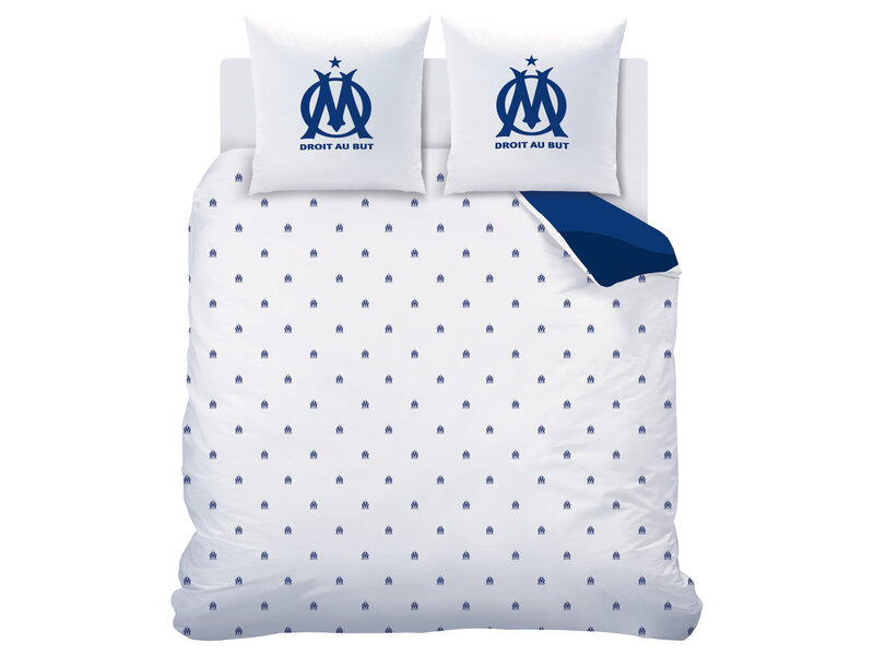 Olympique Marseille Housse de couette Ondeblue - Double - 240 x 220 + (2) 63 x 63 cm - Coton