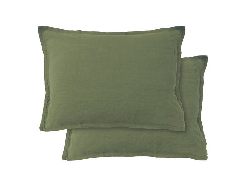 Matt & Rose Lot de 2 taies d'oreiller Sauge - 50 x 70 cm - 100 % lin