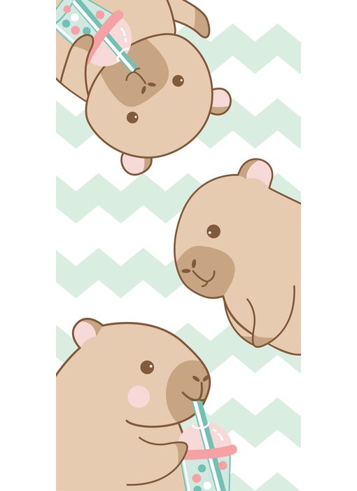 Capybara Serviette de plage Kawaii 70 x 140 cm en coton
