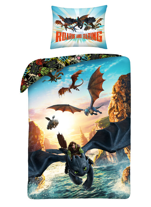 Hoe tem ik een draak Duvet cover Roaring 140 x 200 + 70 x 90 cm Polyester