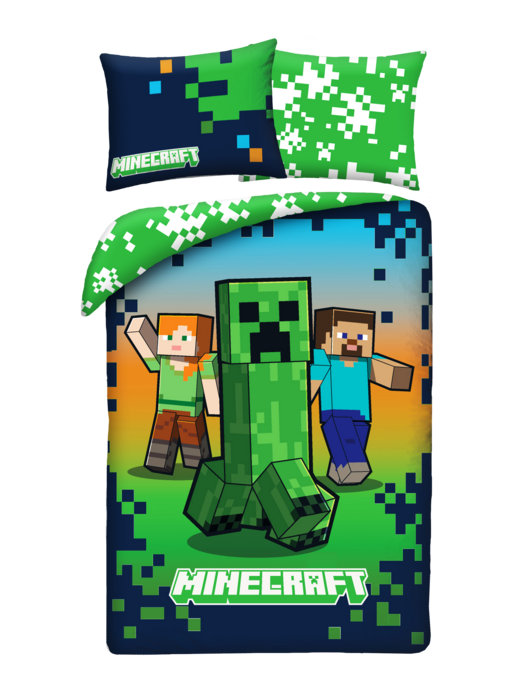 Minecraft Housse de couette Creeper 140 x 200 + 70 x 90 cm Polyester