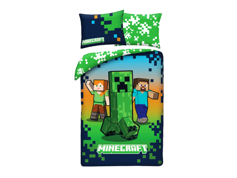 Minecraft Creeper-Bettbezug – 140 x 200 + 70 x 90 cm – Polyester