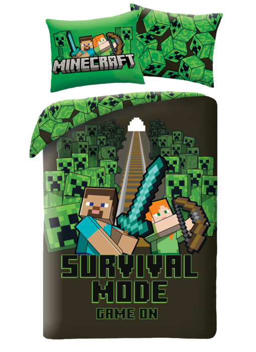 Minecraft Dekbedovertrek Survival Mode 140 x 200 + 70 x 90 cm Polyester
