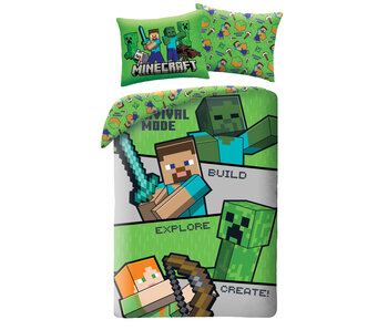 Minecraft Dekbedovertrek Survival Mode 140 x 200 + 70 x 90 cm Polyester