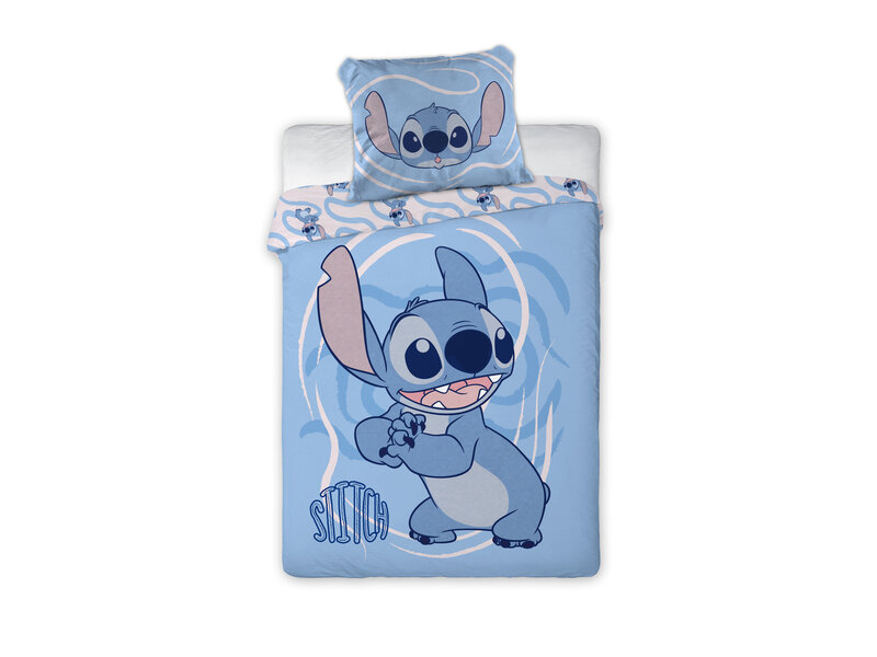 Disney Lilo & Stitch Housse de couette bébé/enfant bleue - 100 x 135 cm / 40 x 60 cm - Coton