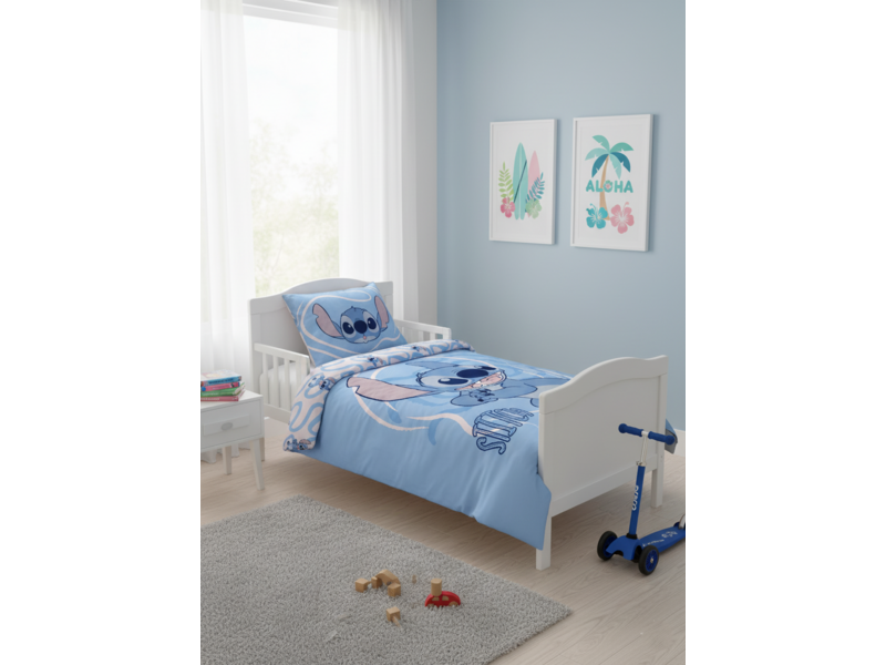 Disney Lilo & Stitch Housse de couette bébé/enfant bleue - 100 x 135 cm / 40 x 60 cm - Coton