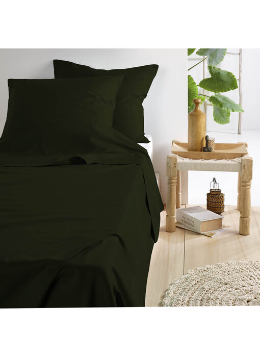 De Witte Lietaer Parure de draps Olivia 280 x 280 cm en satin de coton kaki