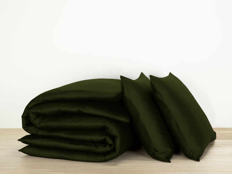 De Witte Lietaer Olivia Kahki Bettbezug – 260 x 240 cm – Dunkelgrün – Baumwollsatin