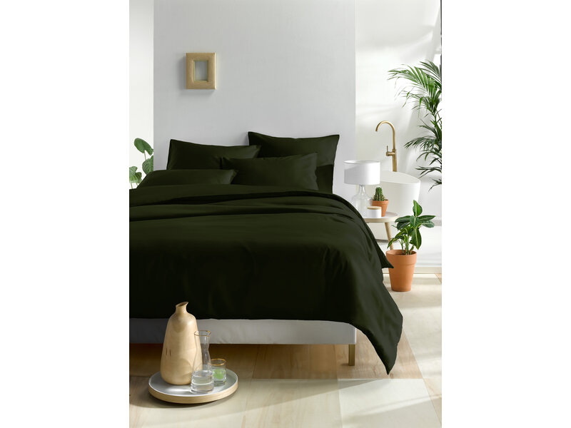 De Witte Lietaer Olivia Kahki Duvet Cover - 240 x 220 cm - Dark Green - Cotton Satin