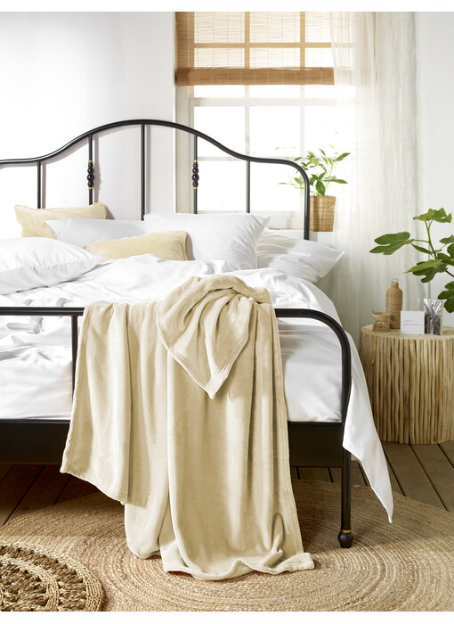 De Witte Lietaer Fleece-Karo-Decke Snuggly Sand 150 x 200 cm Polyester