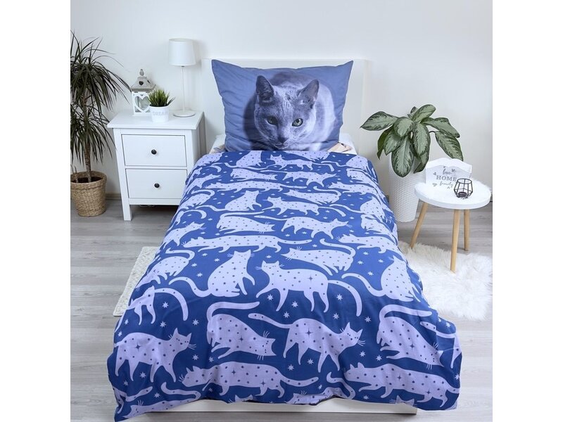 Sweet Home Blauer russischer Bettbezug – 140 x 200 + 70 x 90 cm – Baumwolle