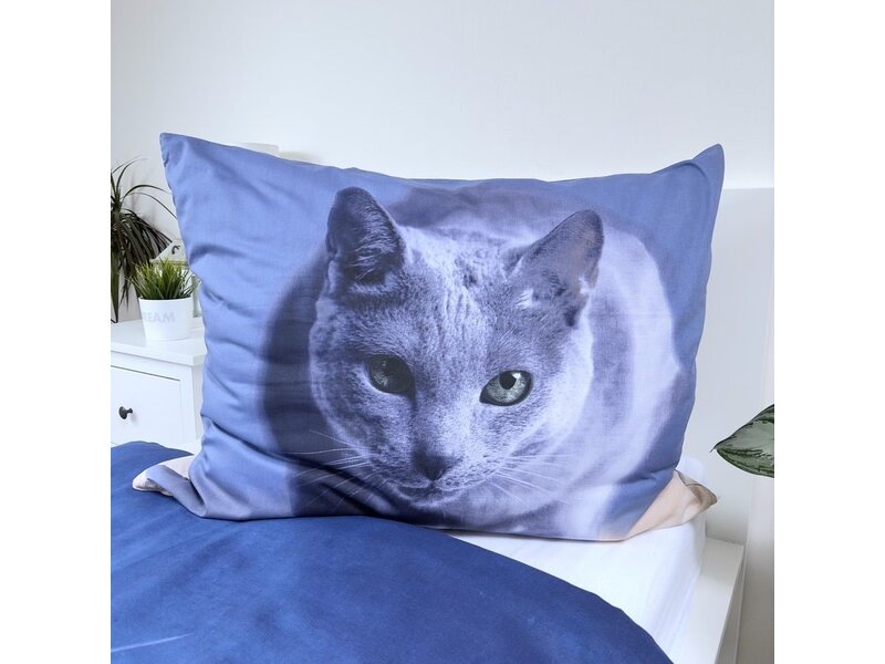 Sweet Home Blue Russian Duvet Cover - 140 x 200 + 70 x 90 cm - Cotton