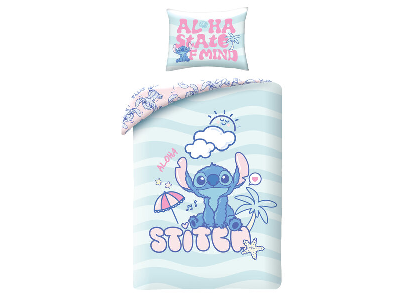 Disney Lilo & Stitch Housse de couette Aloha - 140 x 200 cm + 70 x 90 cm - Coton
