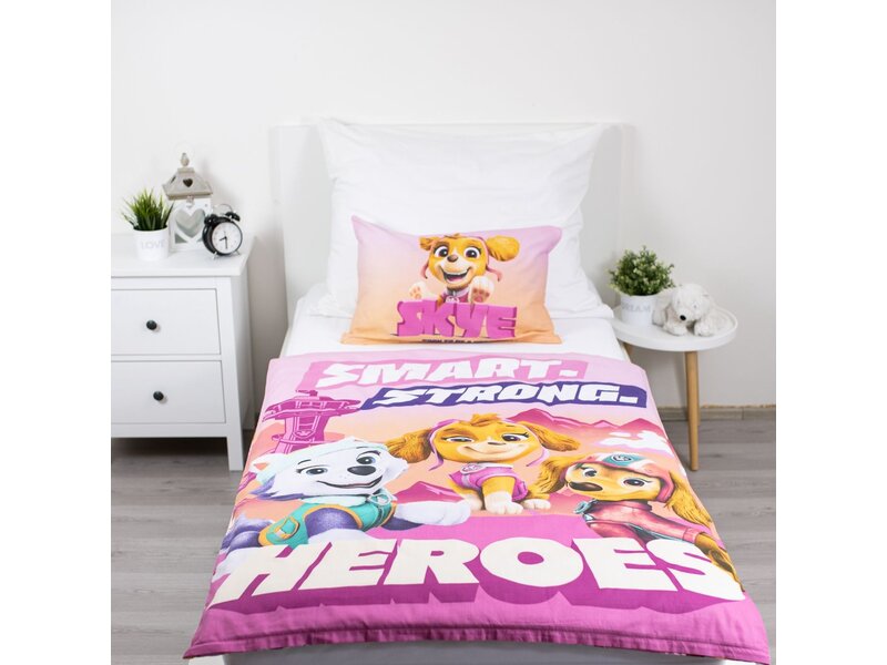 PAW Patrol Housse de couette bébé/enfant Strong Heroes - 135 x 100 + 40 x 60 cm - Coton