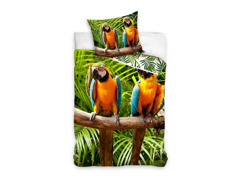 Dreamee Papageien-Bettbezug – 140 x 200 + 60 x 70 cm – Baumwolle