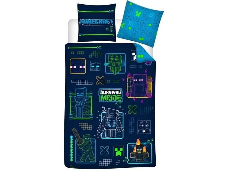 Minecraft Housse de couette Survival Mode - 140 x 200 + 65 x 65 cm - Polyester