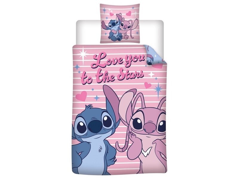 Disney Lilo & Stitch Dekbedovertrek Stars - 140 x 200 + 65 x 65 cm - Polycotton