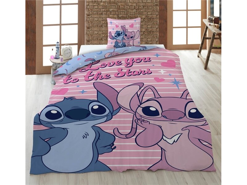 Disney Lilo & Stitch Stars Duvet Cover - 140 x 200 + 65 x 65 cm - Polycotton