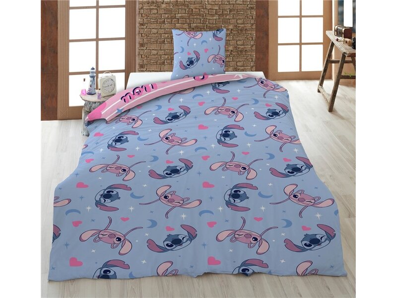 Disney Lilo & Stitch Housse de couette à motifs étoiles - 140 x 200 + 65 x 65 cm - Polycoton