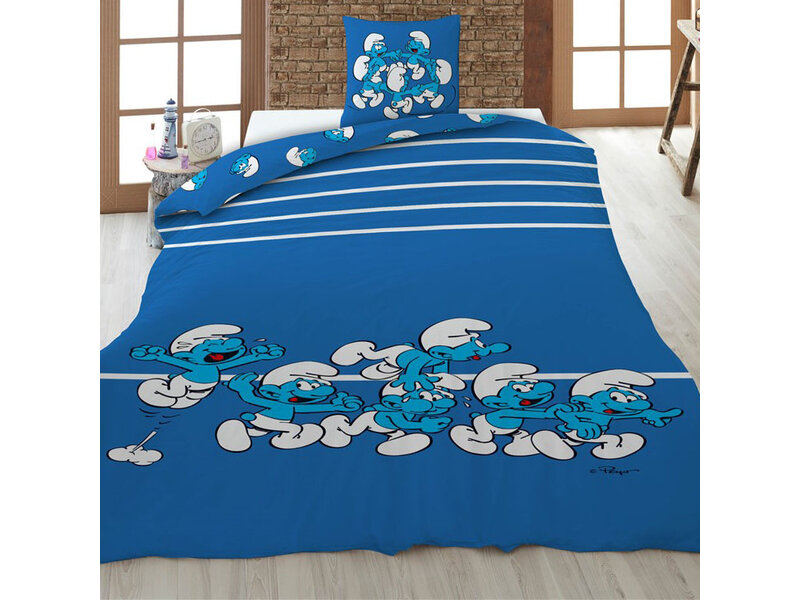 De Smurfen Happy Bettbezug - 140 x 200 cm / 65 x 65 cm - Polycotton