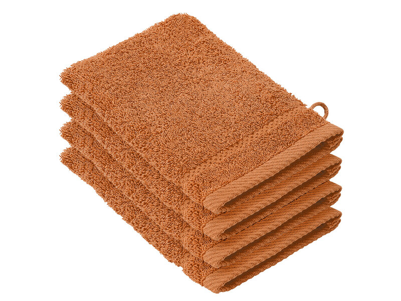 De Witte Lietaer Gants de toilette Stephanie Caramel - 15 x 21 cm - Lot de 4 - Coton
