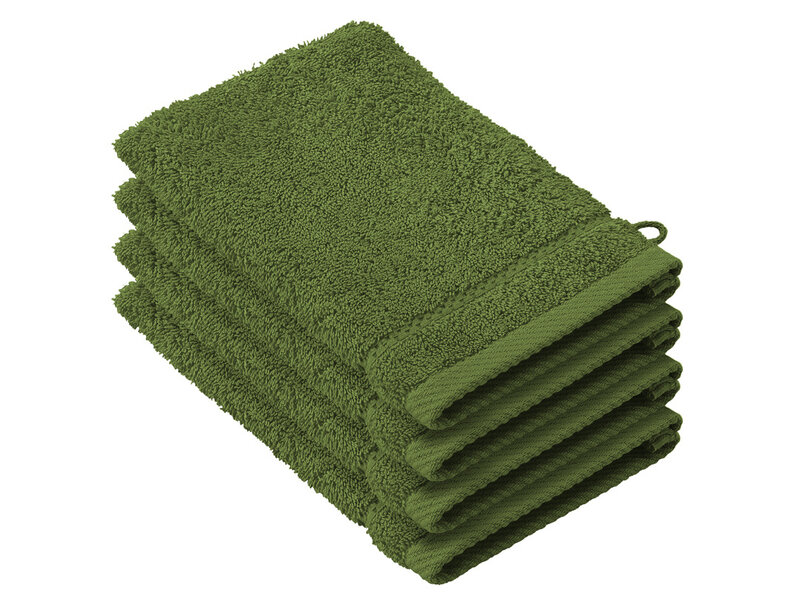 De Witte Lietaer Washandjes Stephanie Cactus - 15 x 21 cm - set 4 stuks - Groen - Katoen