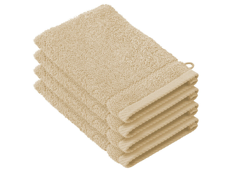 De Witte Lietaer Stephanie Sand Waschlappen – 15 x 21 cm – Beige – 4er-Set – Baumwolle