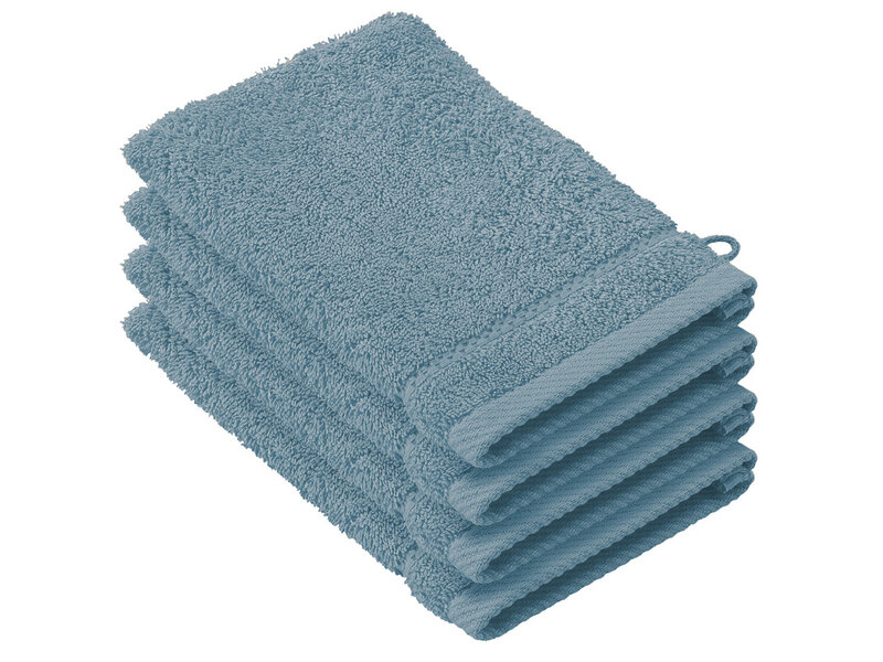 De Witte Lietaer Washandjes Stephanie Arctic - 15 x 21 cm - set 4 stuks - Blauw - Katoen