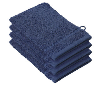 De Witte Lietaer Washandjes Stephanie Blue Indigo set 4 stuks Katoen